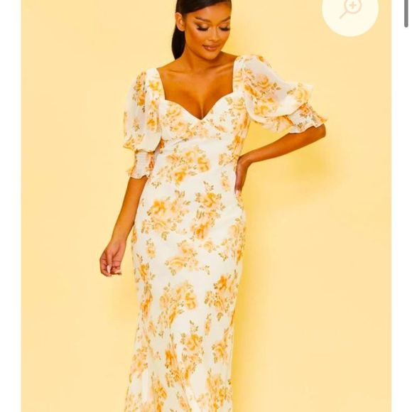 ✨NWOT✨VICI✨FLORAL PUFF SLEEVE OPEN BACK MAXI DRESS - Picture 4 of 11